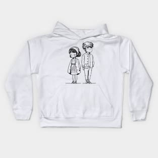 Minimalist Drawing Sweet Couple Kids Hoodie